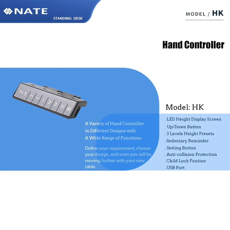 HK Hand Control Of Height Adjustable Standing Desk Accessory Electric Hand Controller for Home Office Metal Table