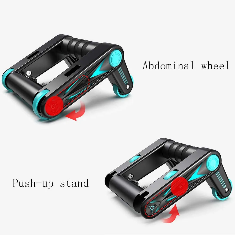 Muscle Roller Wheel Push Up Bars Core Strength Abdominal Trainer With Knee Pad And Resistance Band Ab Home Gym Fitness Equipment