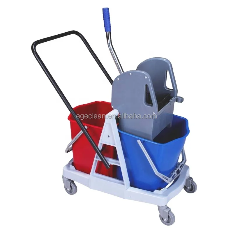 Factory luxury 2 bucket wringer trolley with wheel cleaning best quality PP spinning mop water mop wringer trolley
