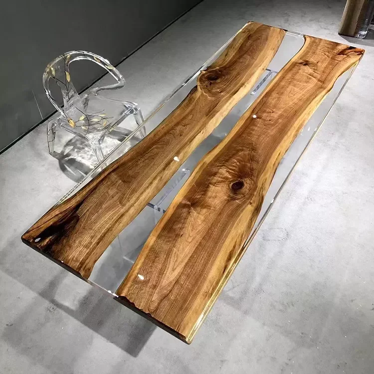 Luxury Coffee Solid Wood River design Dining table restaurant table Resin Epoxy table