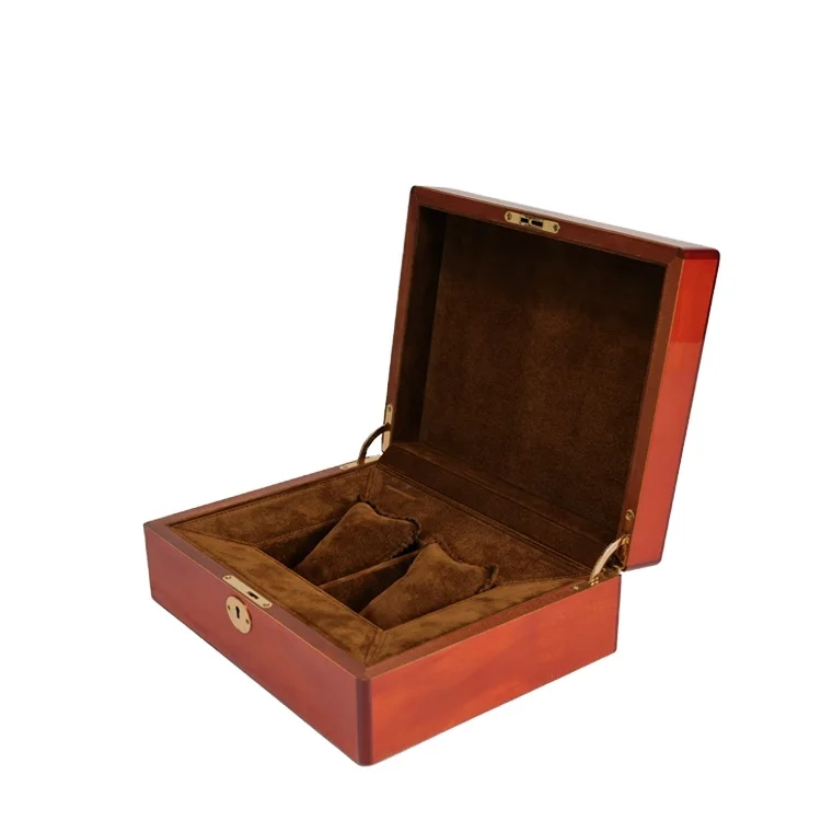 Wholesale High End Wooden Veneer Watch Packaging Box 2 slots Watch gift wooden box