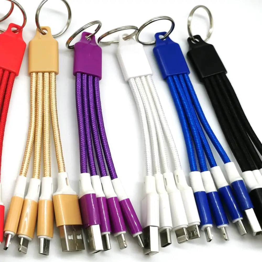  Новинка 2020 зарядное устройство 13 см 2 А брелок usb 3 в 1 портативное для передачи данных usb-кабель мобильного