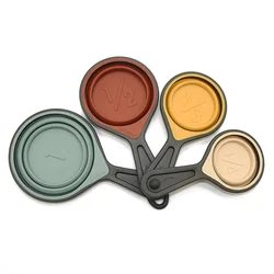 4 Piece Kitchen Colorful Silicone Measuring Cup And Spoon Measuring Cups Set Of Collapsible