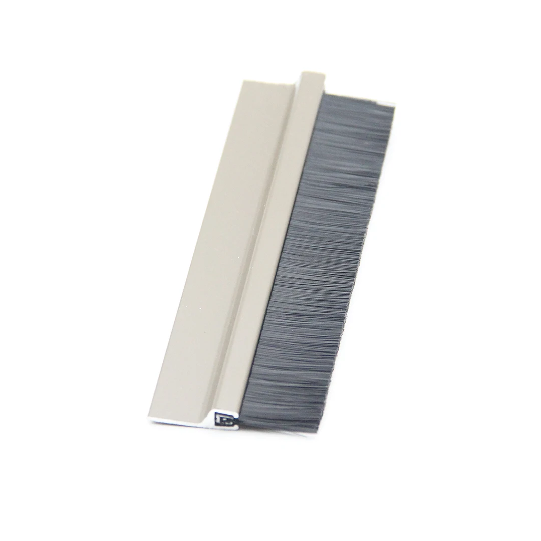 Brown metal Nylon Bristle brush strip sweep for door bottom/gate