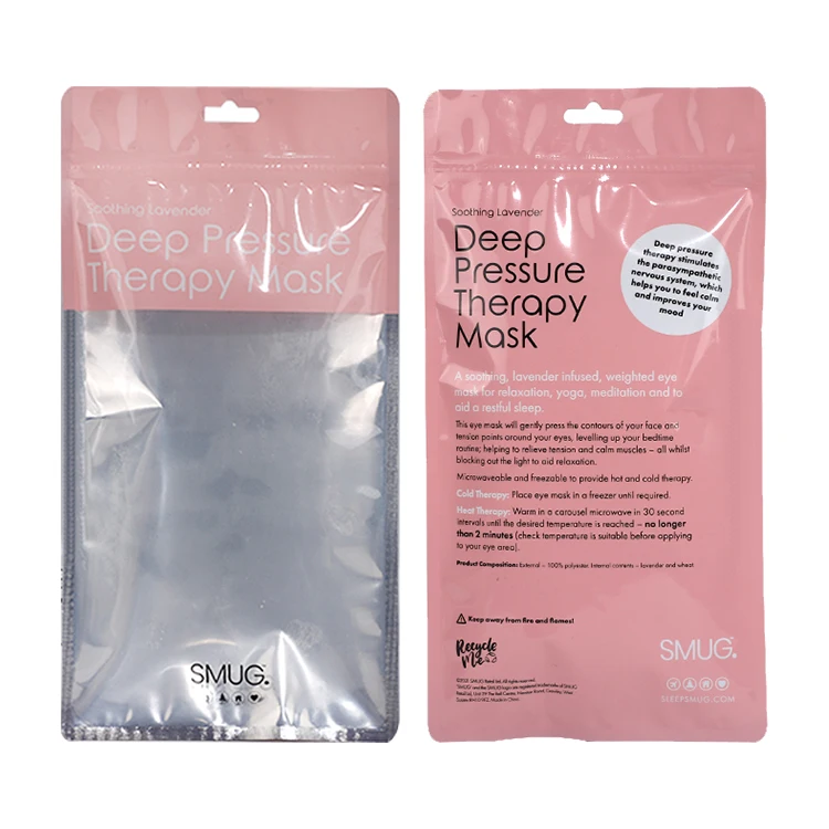Wholesale Print Facial Mask Pink Zipper Pouch Glossy Bag Resealable Small Stand Up Clear Plastic Bag Cosmetic