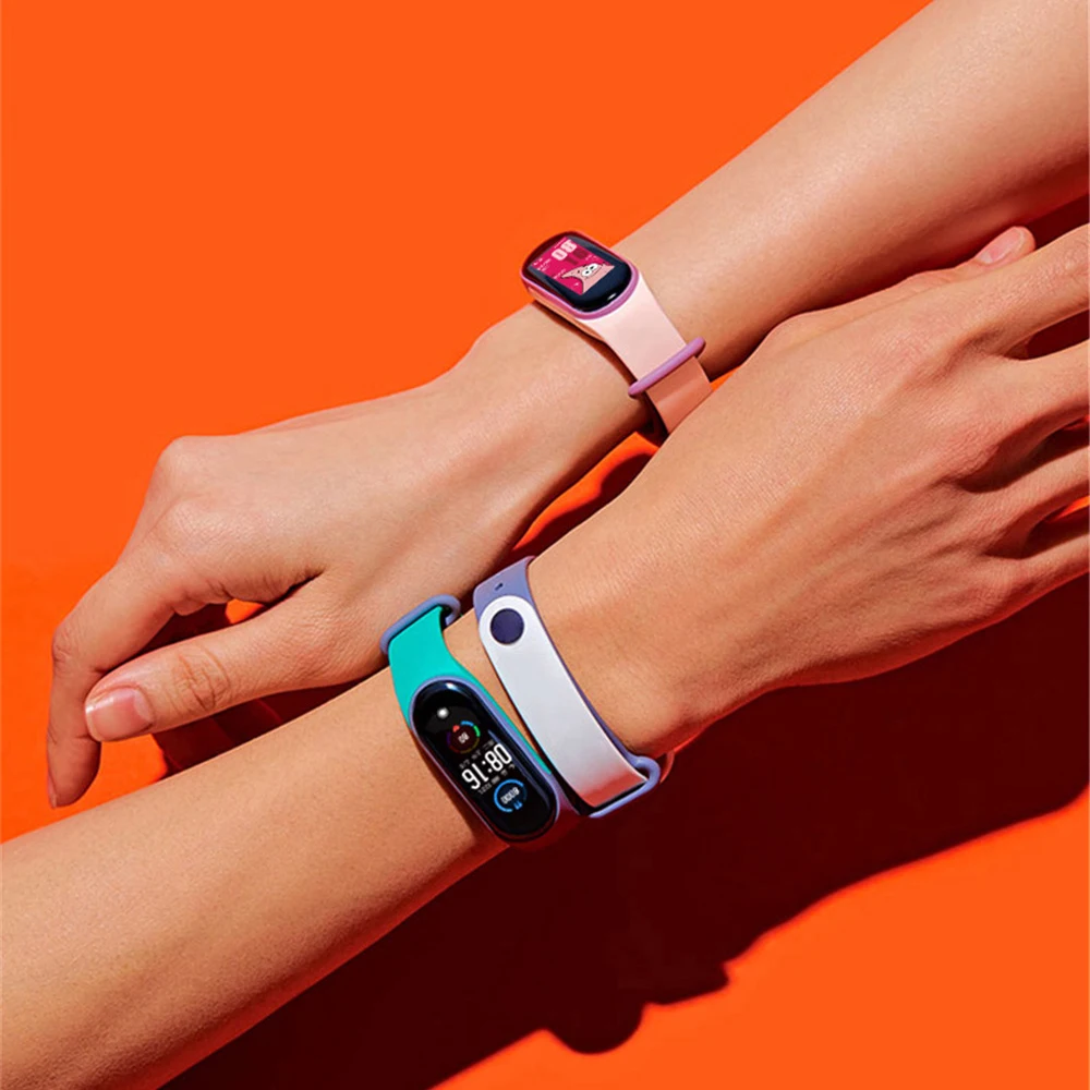  Ремешок Belden для Xiaomi Mi Band 5 6 спортивный мягкий силиконовый сменный двухцветный браслет