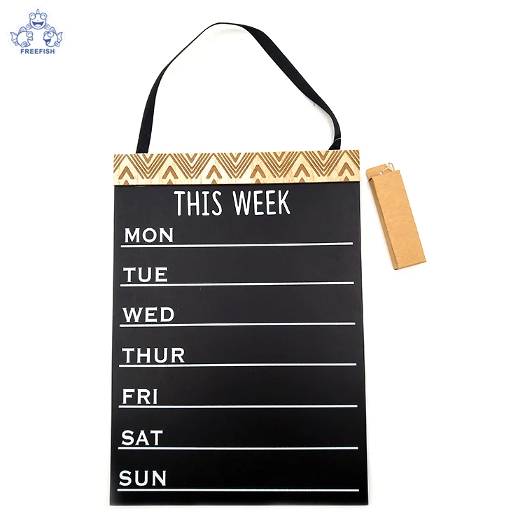 Подвесная деревянная доска меню сухой стирать Еженедельный еды планировщик холодильника доска с списком и примечаниями