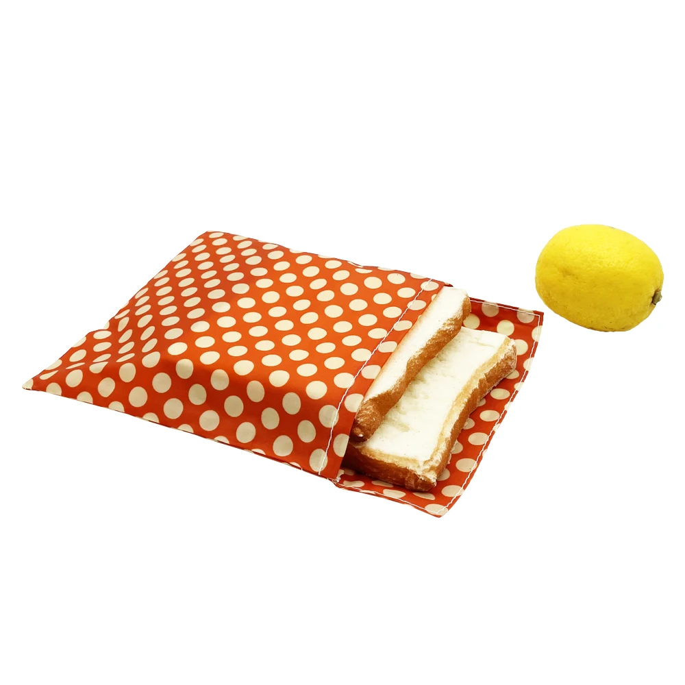 Eco Friendly Wholesale Cotton Lunch Bread Snack Sandwich Pouch Organic Reusable Natural Food Wrap Beeswax Sandwich Bag