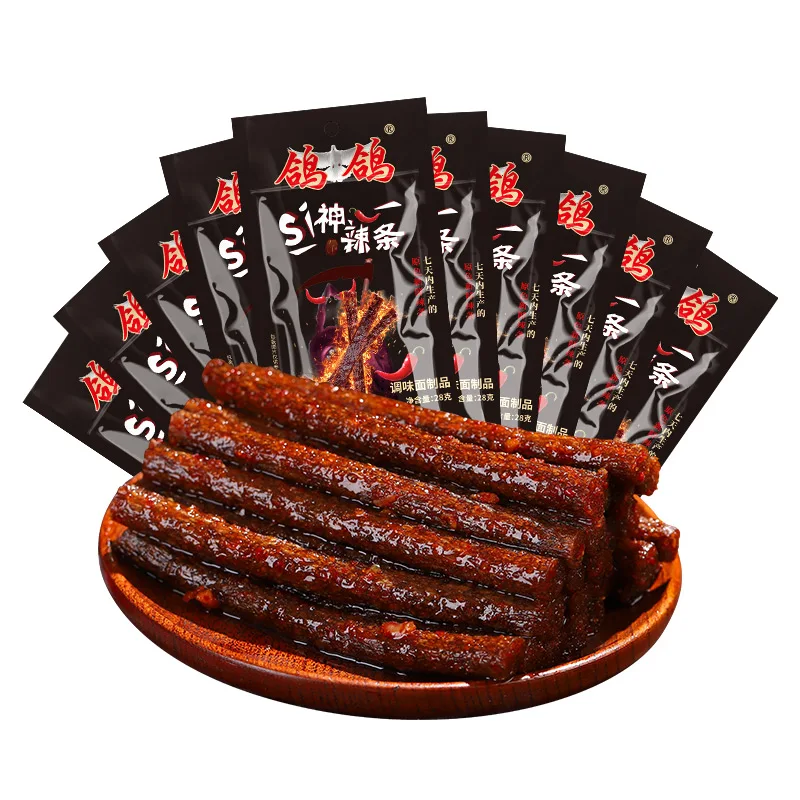28g Chinese Snack Exotic Gluten Gourmet Food Low Calorie Spicy Vegan Snack Latiao Grain Snacks  Spicy Strip