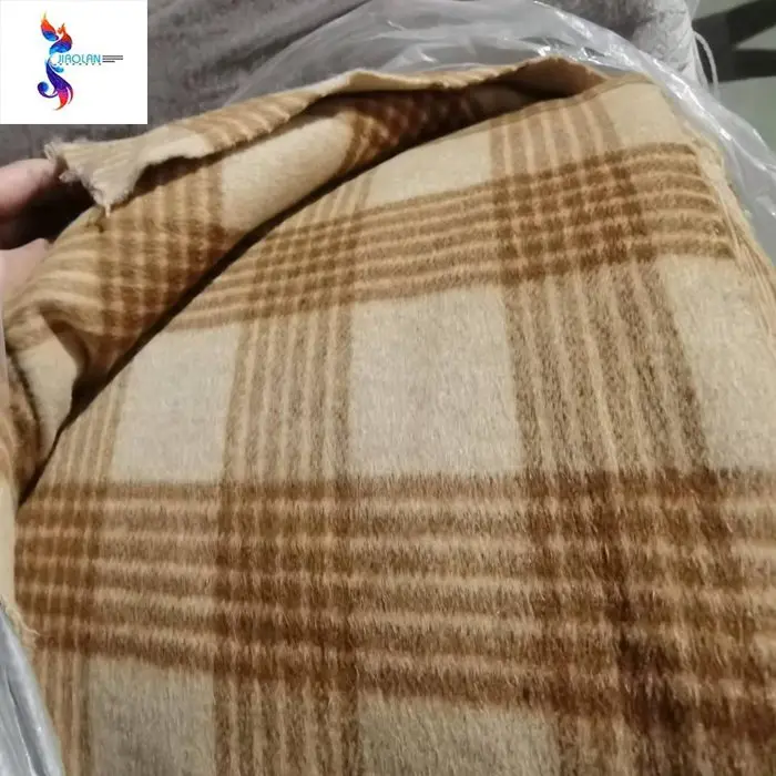 Winter material polyester wool fabric wholesale woolen check fabric ready goods stocklot tweed fabric