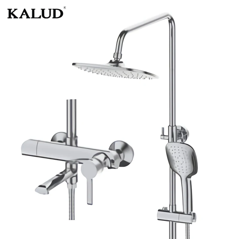 New Design Chrome Modern Shower Faucet Single Handle Bath Shower Set Sanitary Fitting Square Brass Bath Shower Set Mixer Tap