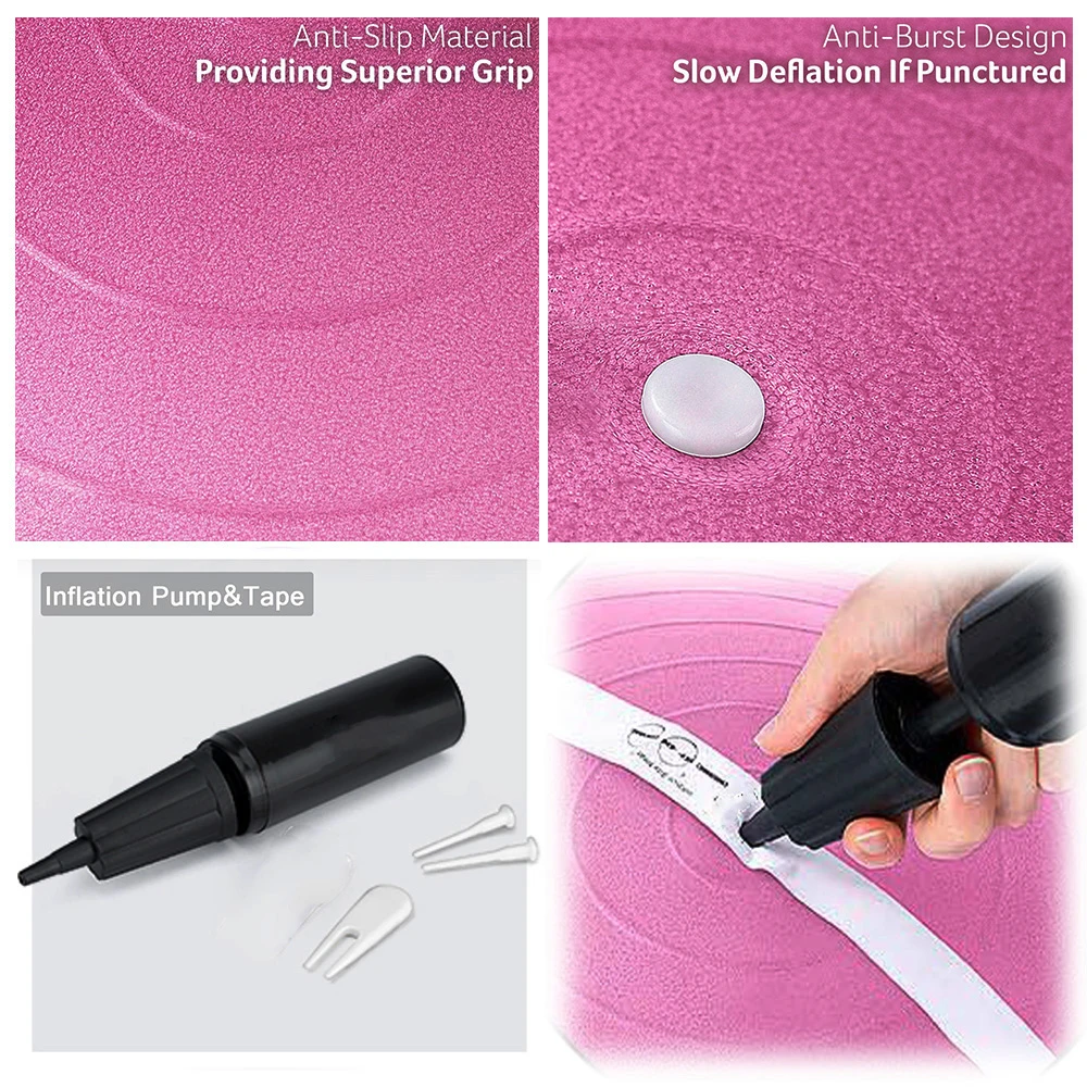 Custom Logo Extra Thick Frosted Surface Yoga Ball 55CM 950G Workout Pilates Gym Balance Exercise Ball Chair With Air Pump