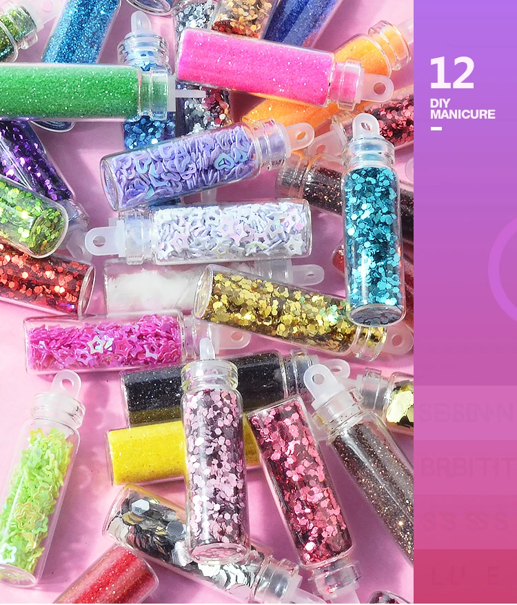 Nail Art Rhinestones Beads Sequins Glitter Powder Manicure Decoral Tips Polish Nail Stickers Mixed Design