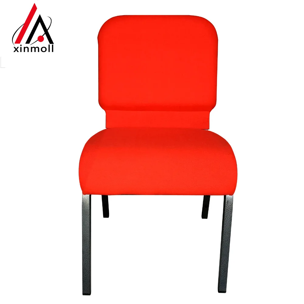 Worship chairs chapel chairs manufacturer metal chairs for churches and worship places in red fabric silver vein frame
