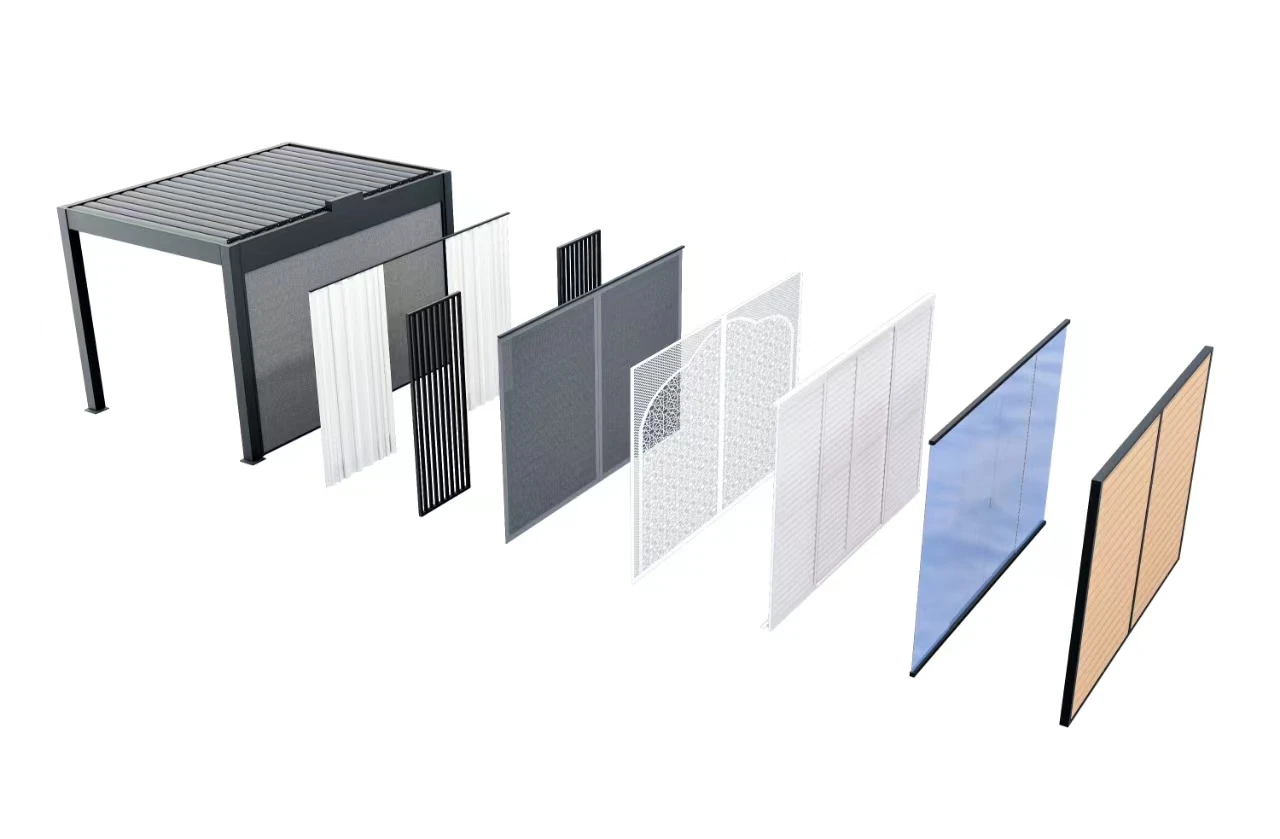 Chinese Style Sunroof Waterproof Comfortable Motorized Aluminium Louvered Pergola Garden Bioclimatic Aluminum Pergola