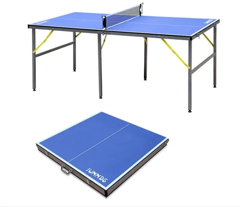 IUNNDS 6X3ft Mid-Size Table Tennis Tables - Indoor/Outdoor Portable PingPong Table Game for Adults/Teens
