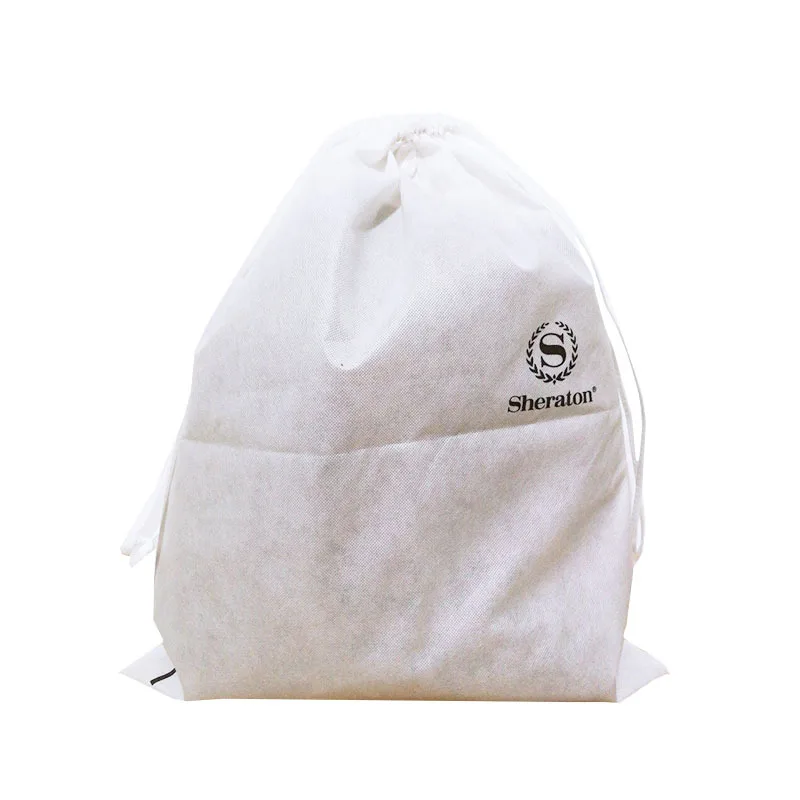 Eco-Friendly Wholesale Non-Woven Cotton Travel Laundry Bag with Printed Drawstring Home Hotel Use Featuring Comfortable Handles