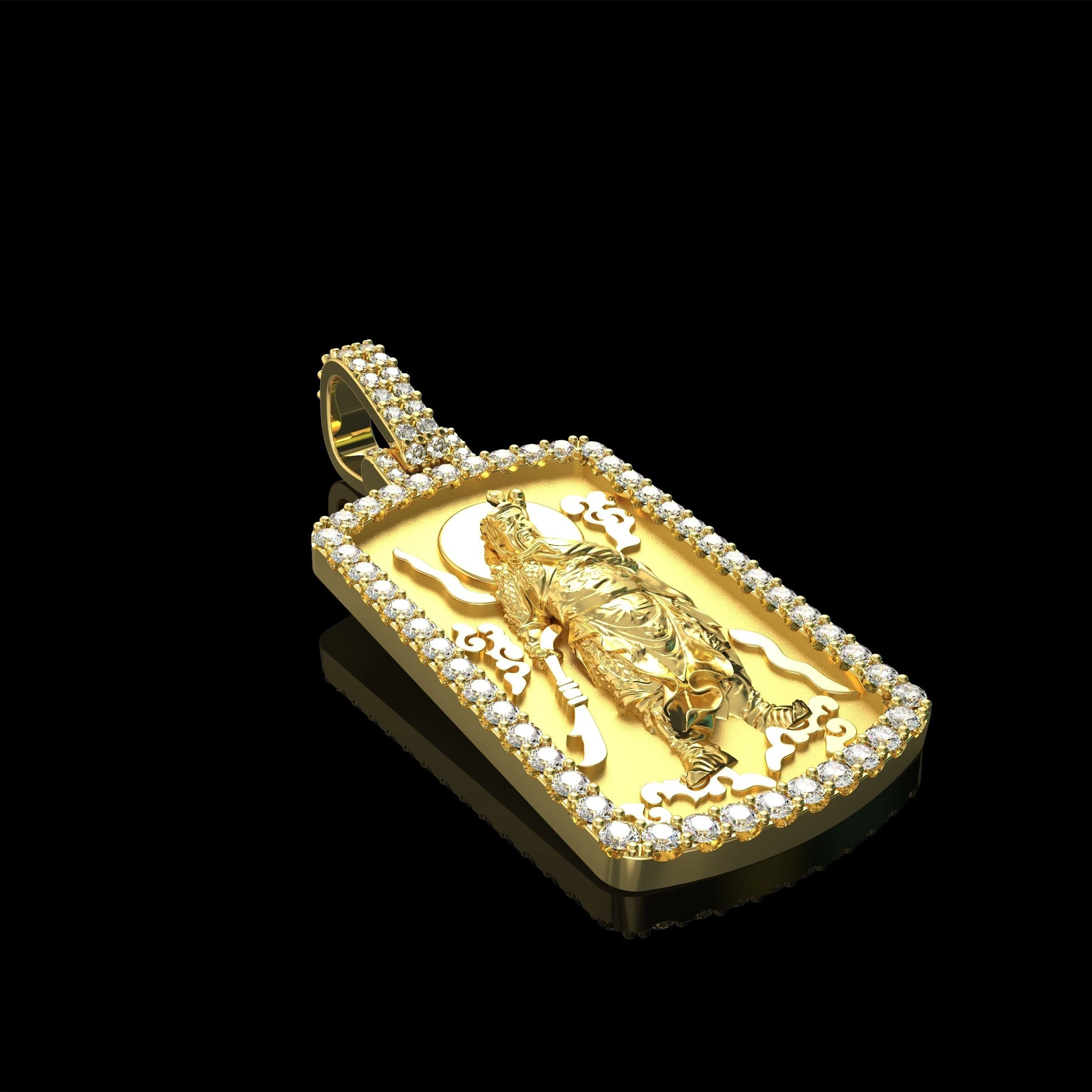 Guan Gong Guanyin Sailing Boat Exhibition Grand Men Pendant Hiphop Jewelry