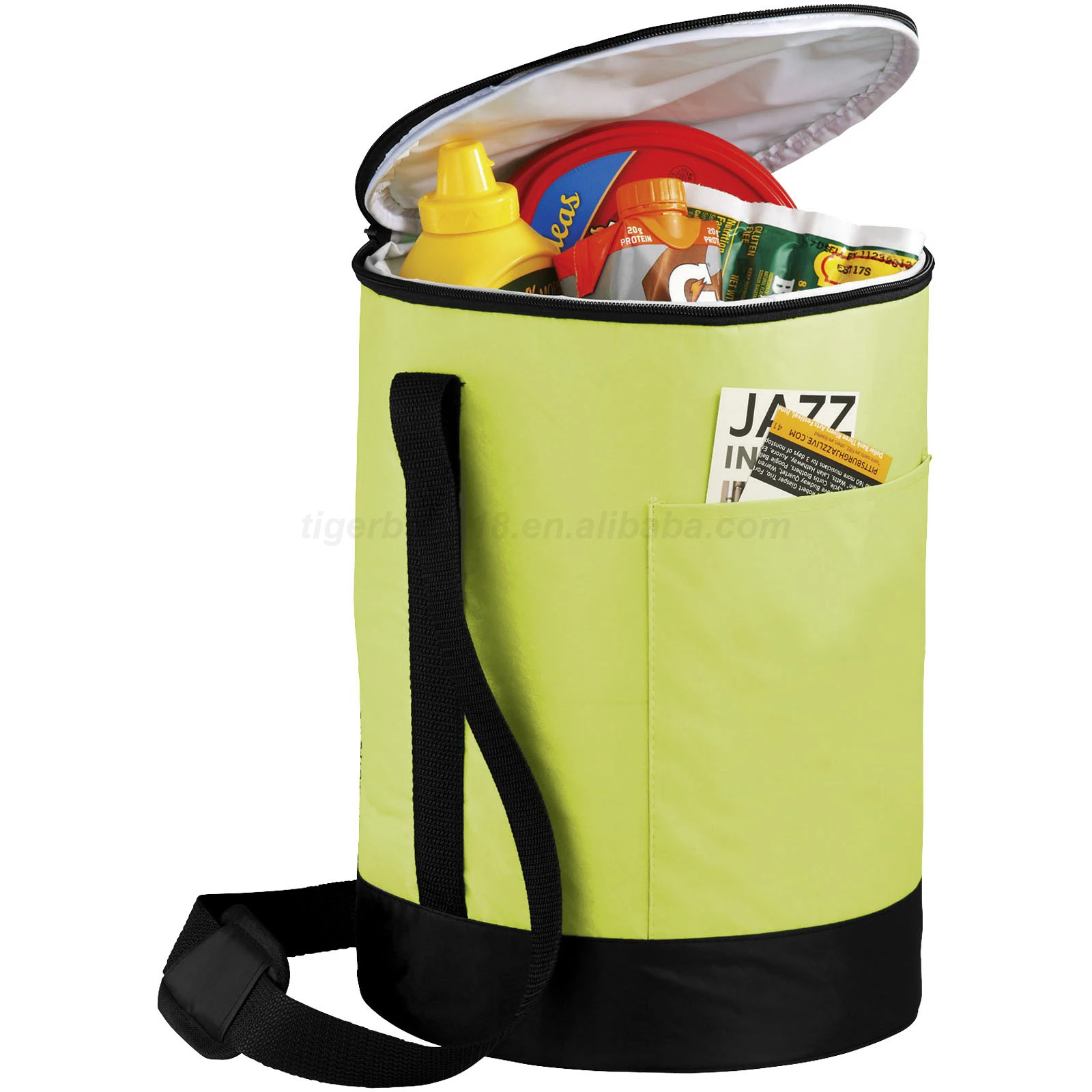 
BB-14 Nylon PEVA Insulated Round Barrel Cooler Bag with Padded Shoulder Strap 