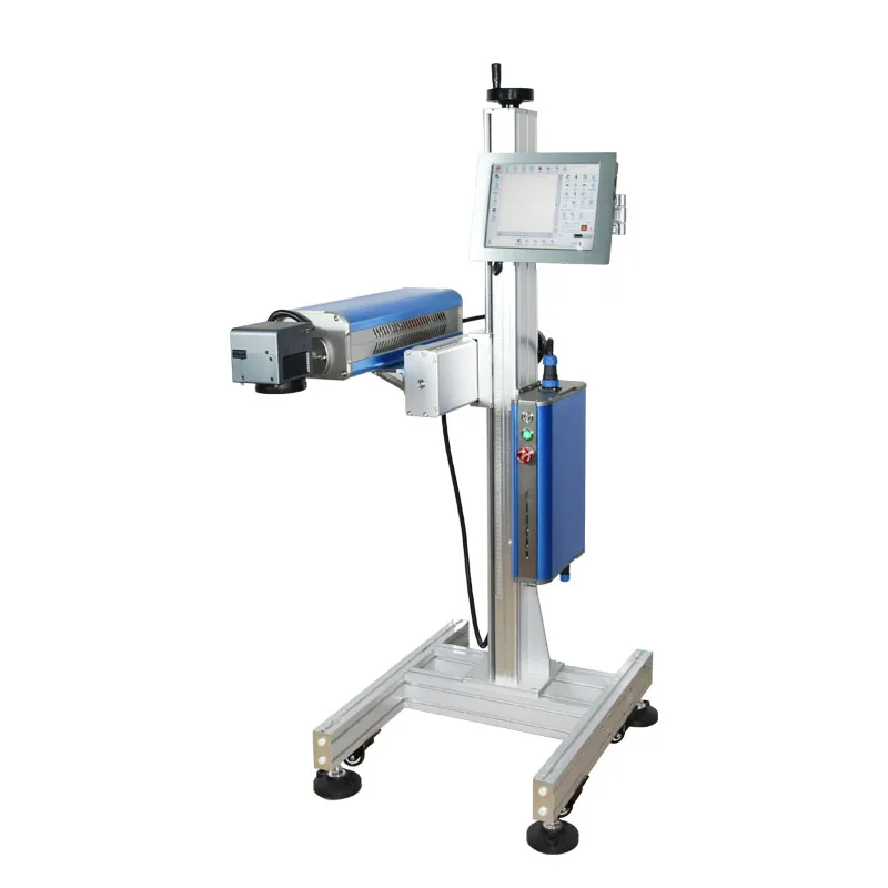 Production Line Automatic Fly 30W  CO2 Laser Printer for Date  lot number Batch Expiry  Printing