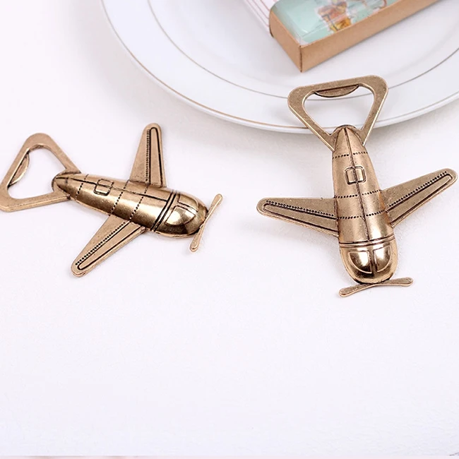 custom Antique Airplane Shape Metal Beer Bottle Opener For Wedding Party Gift Favors Aviation Beer Metal Airplane Openers