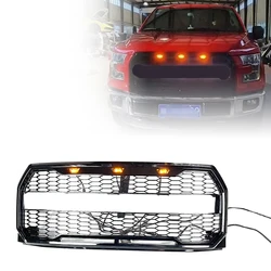 Auto parts Car Grille Pickup Mesh Upper Hood Grille LED For Ford Raptor Style F150 2015-2017