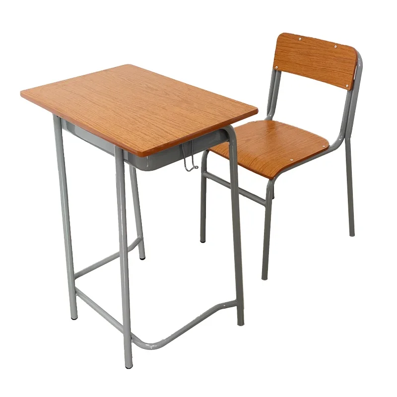Modern secondary stackable primary  study school furniture manufacturers  single sea student table desks and chairs set  school