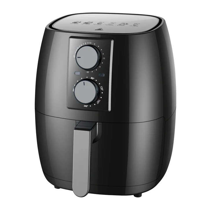 Adjustable Time And Temperature Fry With 98% Less Oil Family Size 4.7-Quart Black Air Fryer