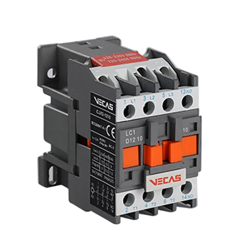 Vecas CJX2 Contactor AC HC1-D 1210 3P 12A 12V 24V 110V 220V 360V 380V 50/60hz DC AC Coil Electrical Magnetic Contactors