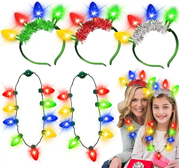 LED Light Up Christmas Bulb Necklace Party Favors