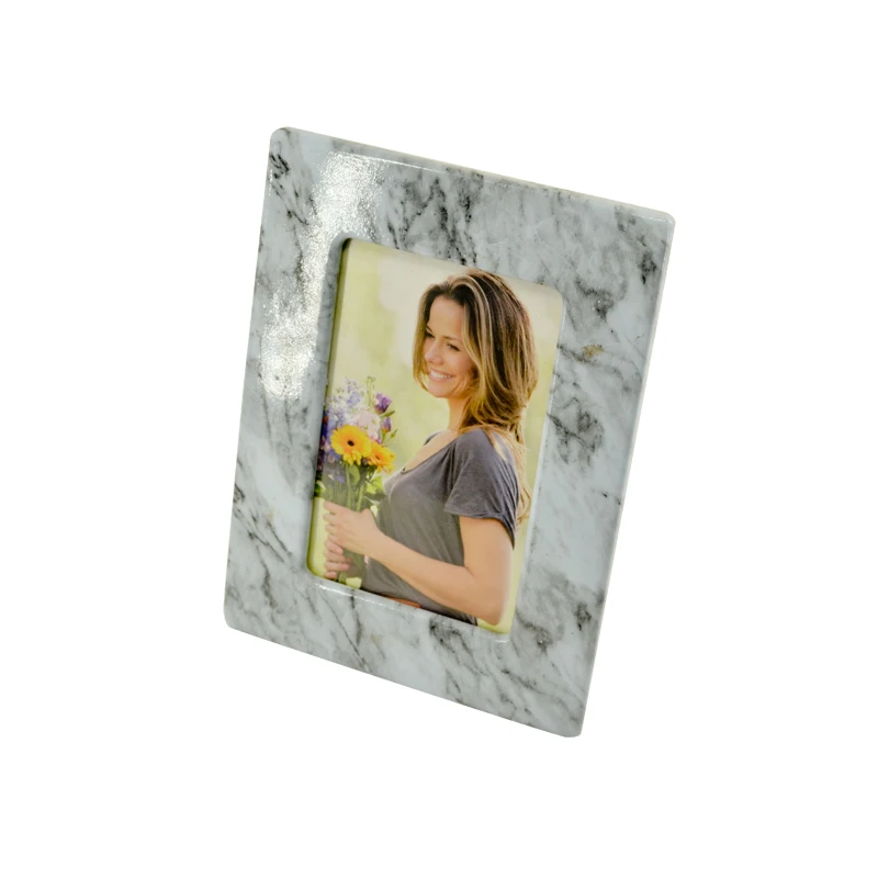 Beautiful Marble texture handmade WOOD ornate country love square resin photo picture frame