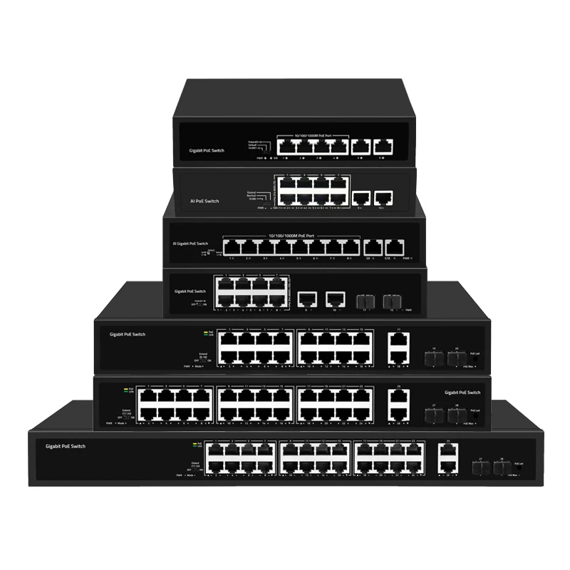 Watchdog VLAN extender Network Switch 12 ports full Ethernet 1000M PoE+ switch for security system