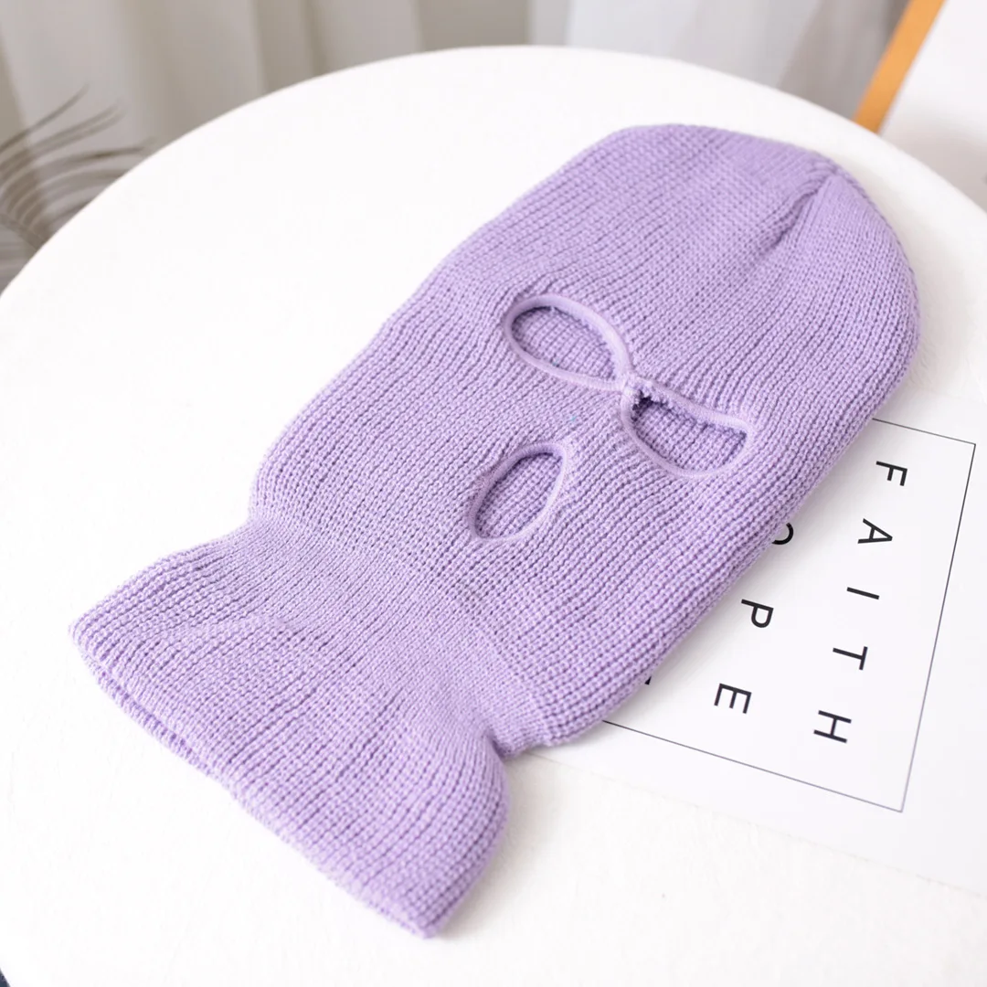 Wholesale Ski Mask Knitted Beanie Face Cover Winter Balaclava Full Face Plain Mask for Winter Outdoor Sports Hat