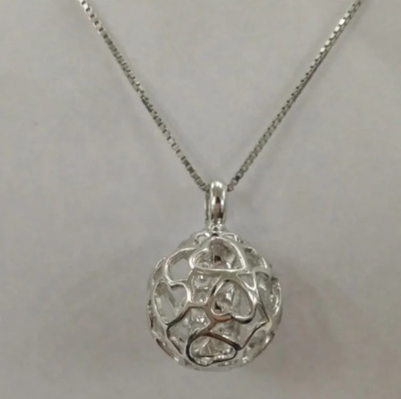 The one and only hollow spheres design 925 sterling silver cremation ash urn pendant ball necklace for ashes