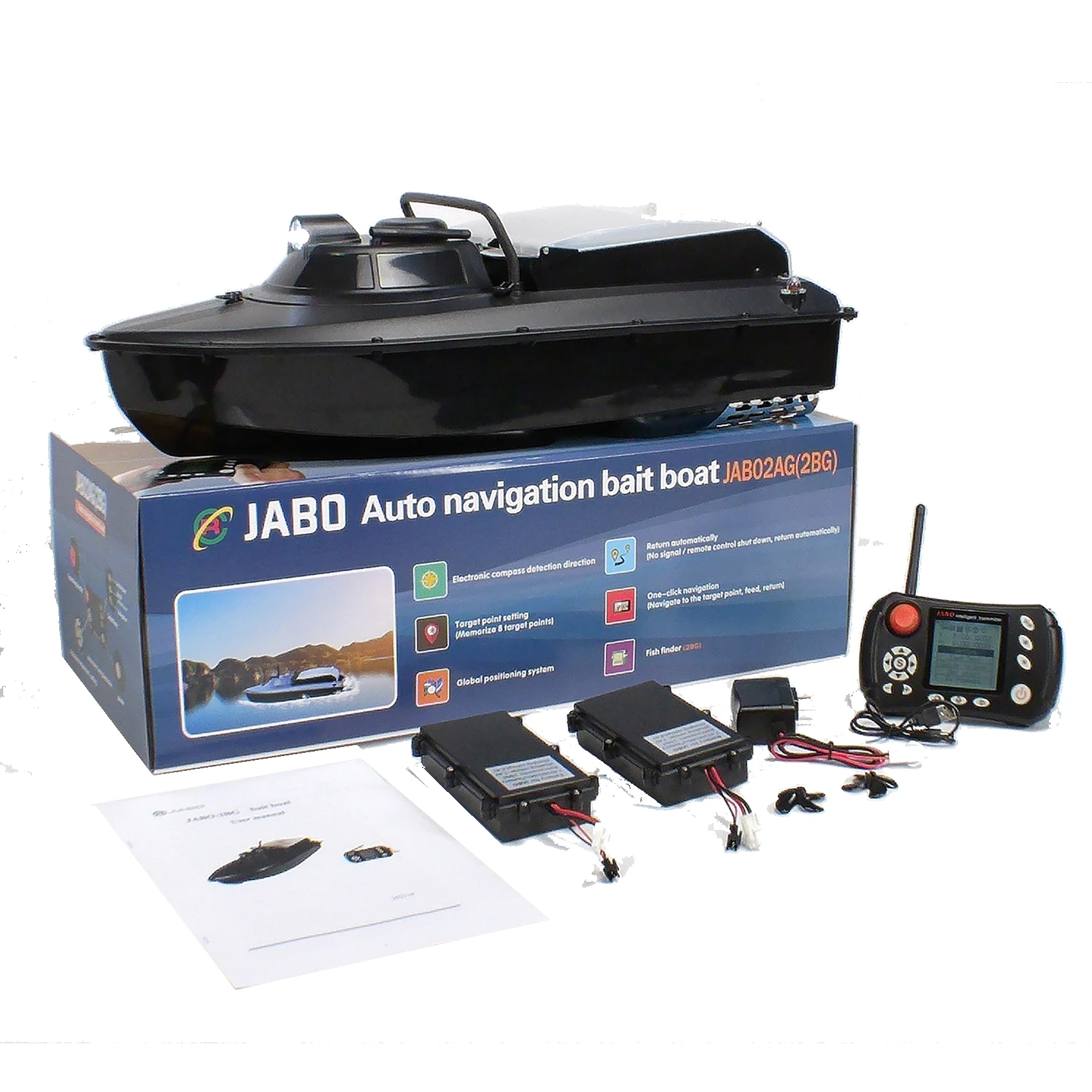 Overseas Warehouse Jaboboat JABO2BG GPS Remote Control Fishing Bait Boats with Fish Finder
