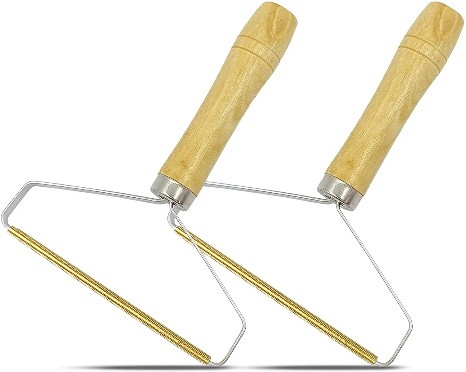 Household Cleaner  Lint Roller with Wooden Handle Reusable Double Sided Lint Rollers Copper Brush for Removing Lint Pet Hair