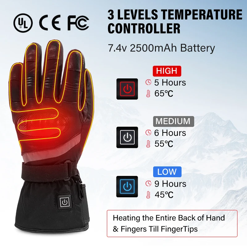 2022 New Version Electric Heating Gloves Usb Hand Warmer Rechargeable Battery Powered Heated Ski Motorcycle Gloves
