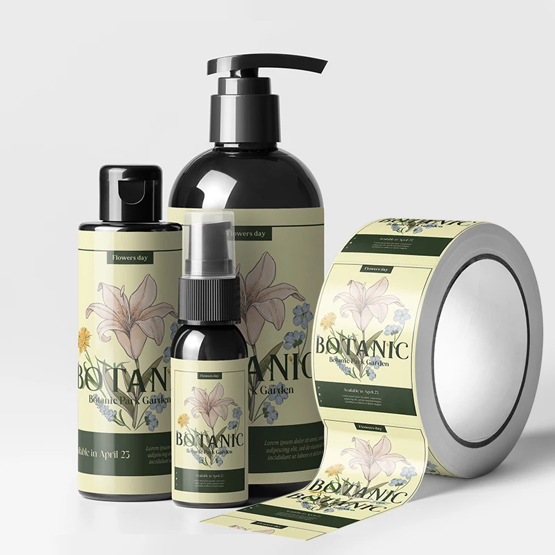 Custom packaging roll waterproof label sticker Logo vinyl waterproof printed labels for plastic bottles