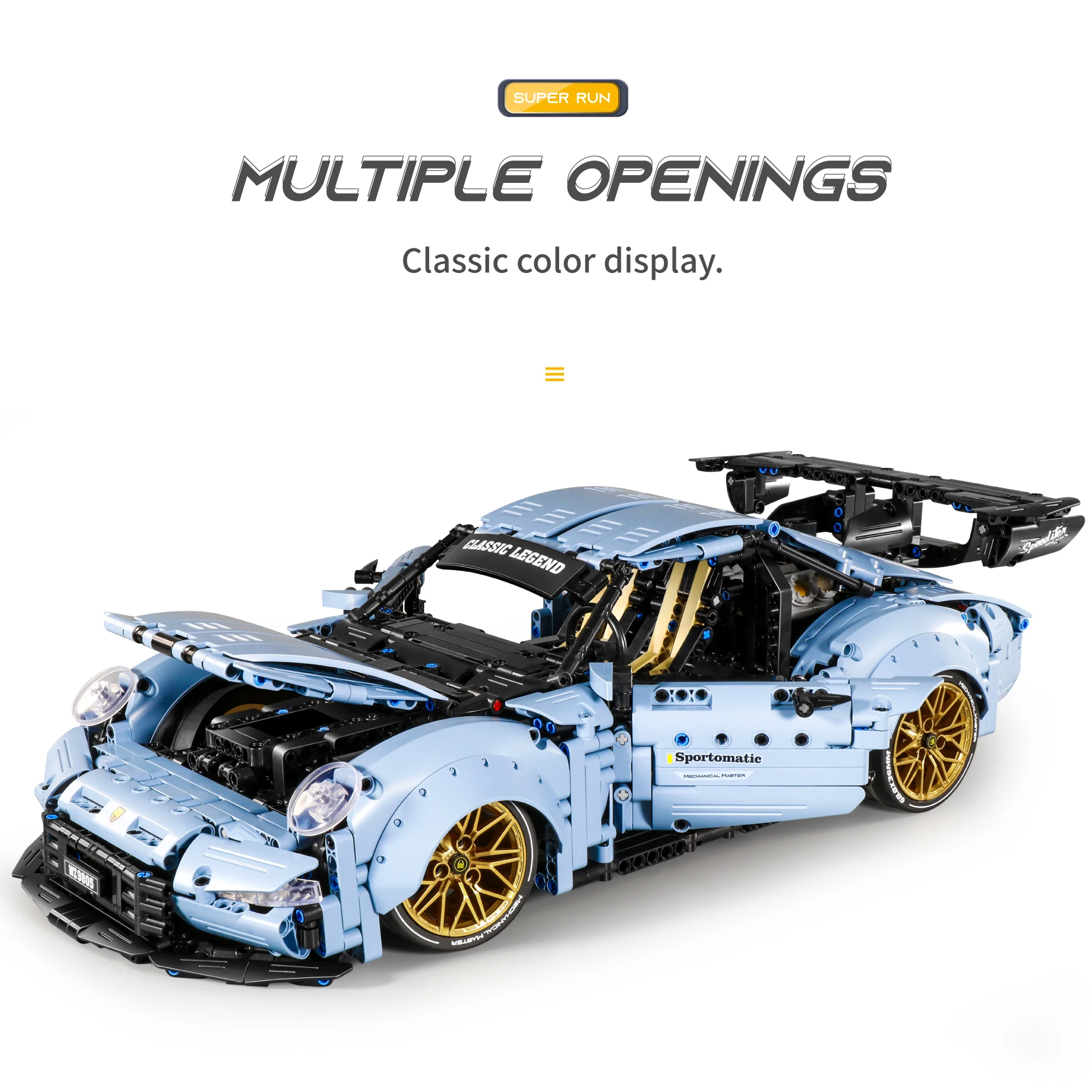 1/10 RC Drift Supercar 1887pcs 2.4G APP Mode STEM DIY Remote Control Sports Vehicle Building Block Model Sets Kits