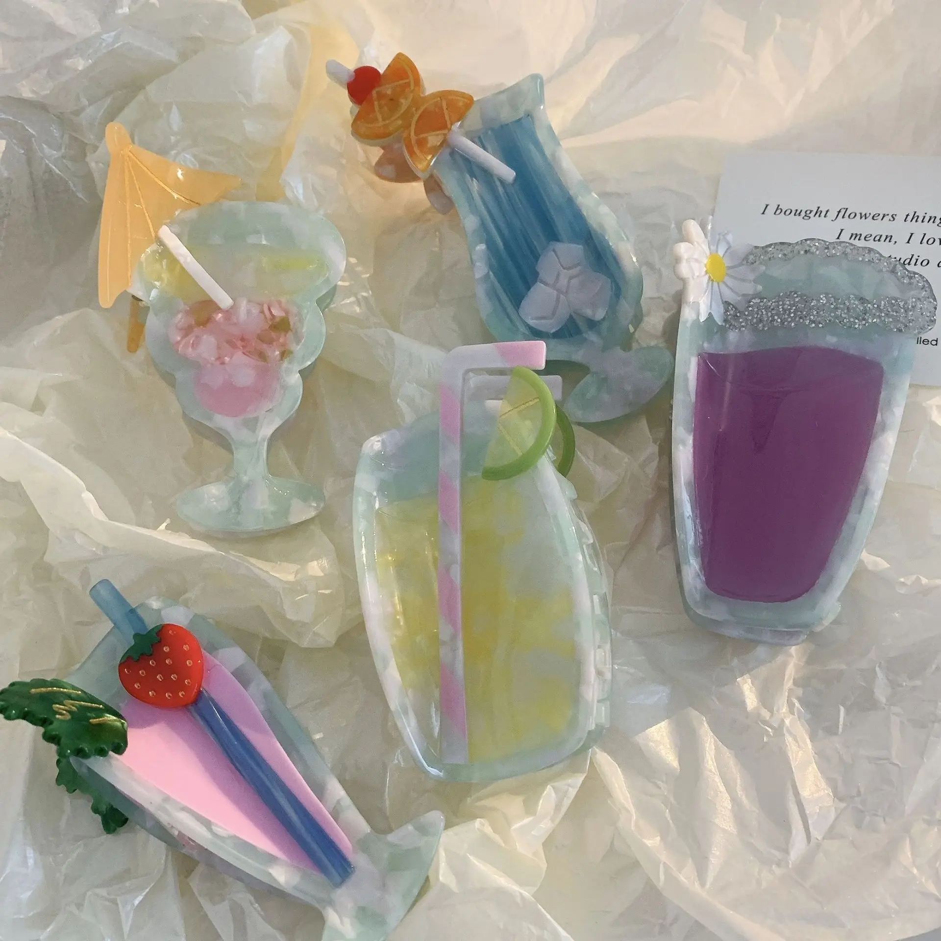 South Korea France French hair clip niche ins cute wine glass flower acetic acid grab clip cocktail cup shark clip