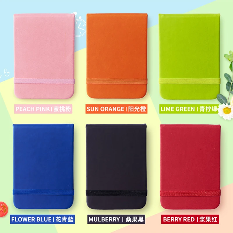 Hot Selling A7 Size Custom Logo Mini Pocket Fruit Color PU Notebook Journals Daily Planner Memo Agenda Pads Notebook
