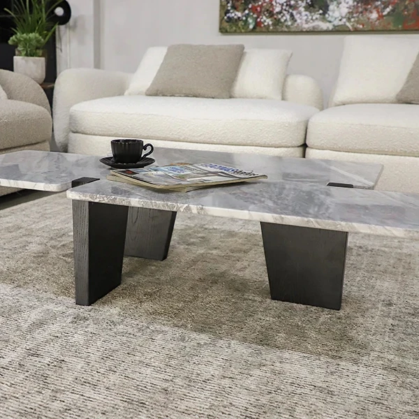 New Arrivals Black Oak Wooden Legs Irregular Coffee Table Living Room Furniture Tea Center Coffee Table