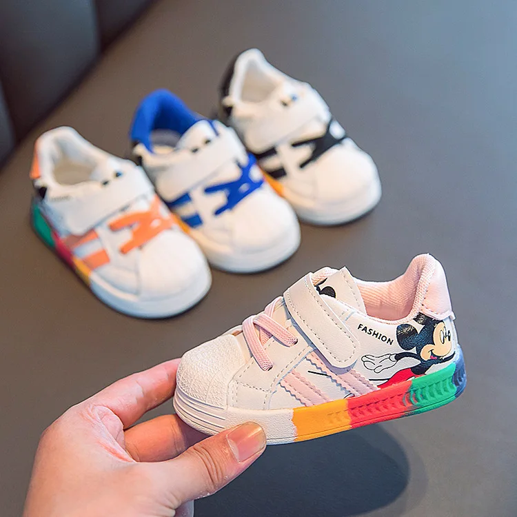 Cute Baby Shoes Boys Girls Shell Head Colorful Soft Bottom shoes First Walkers Kids Toddlers Baby Comfortable Sports Sneakers