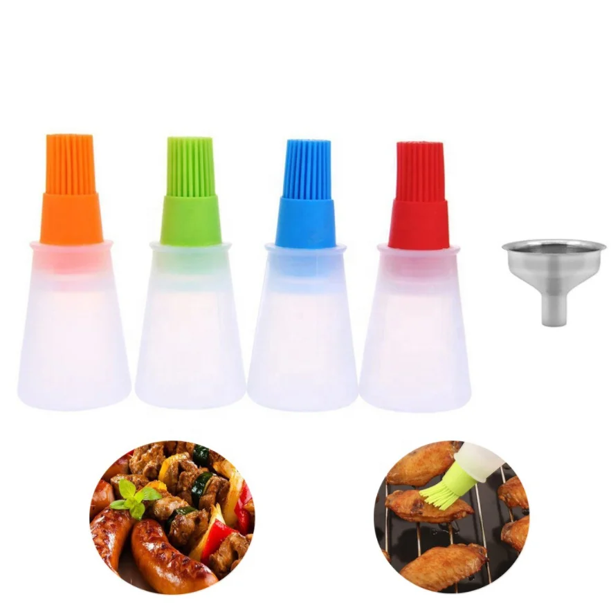 OKSILICONE BBQ Baking Brushes Basting & Pastry Dispenser Oil Bottle with Silicone Brush for Cooking