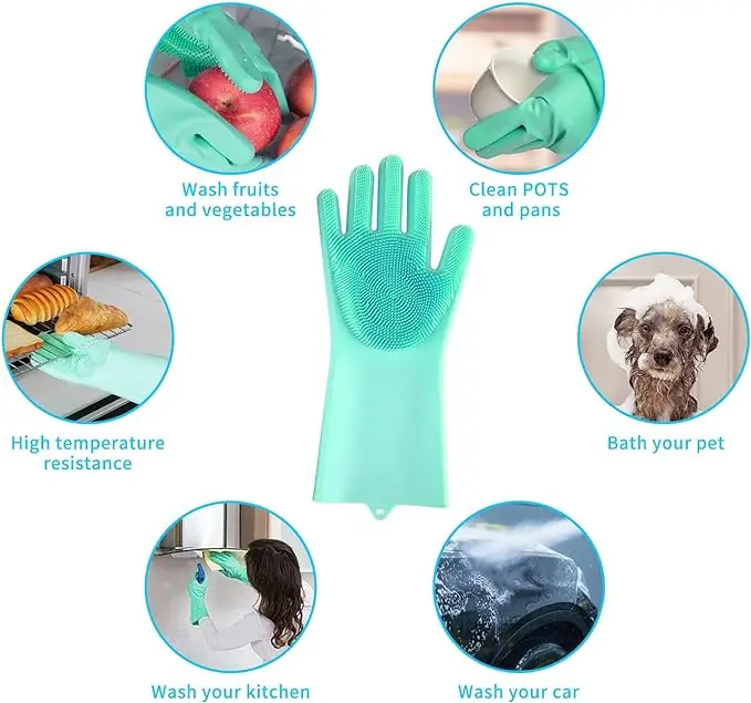 Non Slip Factory Direct sale Eco-Friendly Customized Silicone Washing reusable silicone gloves for dish washing