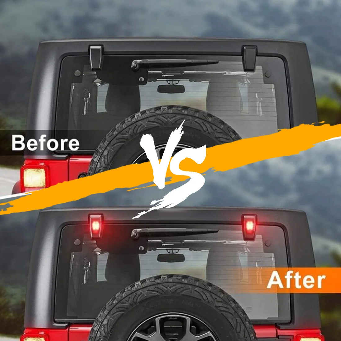 Window Glass Hinge Cover Brake Lights Led Tail Light Jk Tailgate Hinge Light For Jeep Wrangler Jk 2007-2017