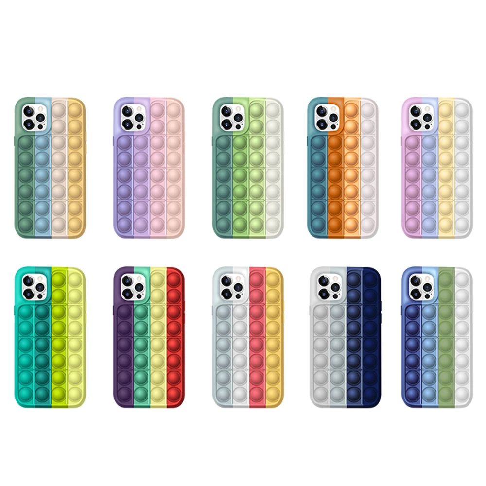 2021 3D Silicone Anxiety Relief Stress Reliever Puzzle Push Bubble Fidget Sensory For iPhone 12