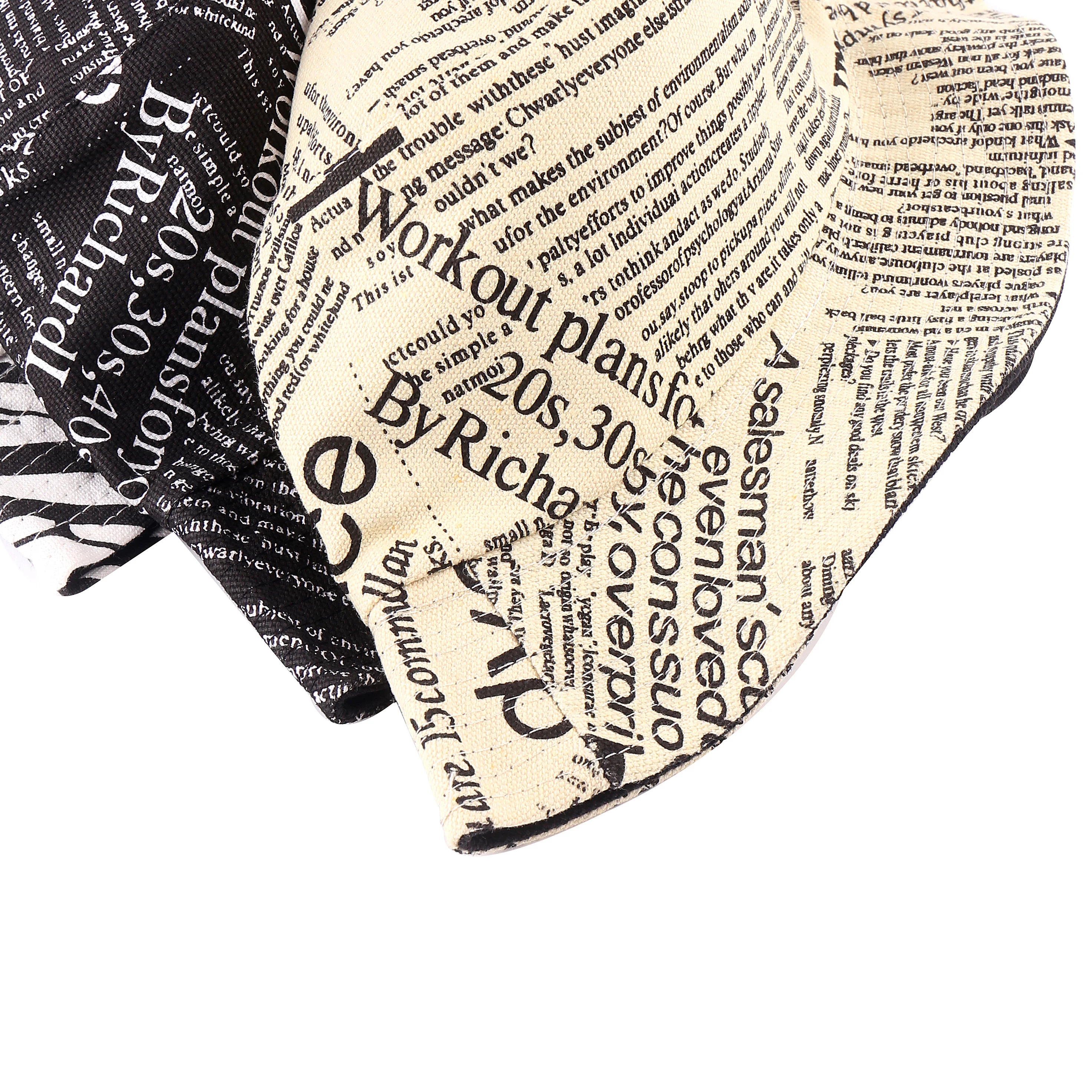 Double-sided fashion wholesale letter bucket hat cotton/polyester  Breathable hole design  bucket hat