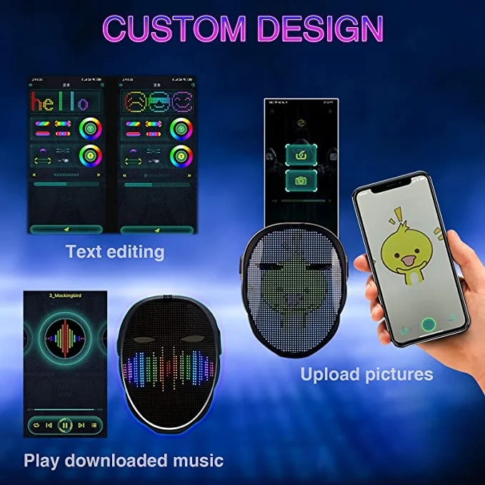 Customized Shining Mask, APP Control Blue tooth LED Face Mask