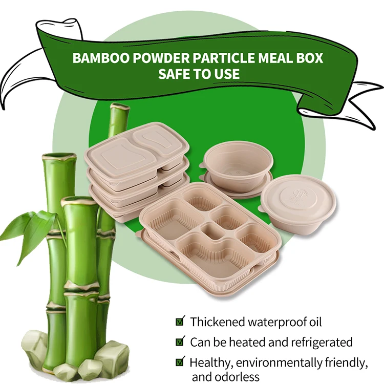 28oz Biodegradable Disposable Bamboo Pulp Lunch Box Eco Friendly Take-Away Food Round Container